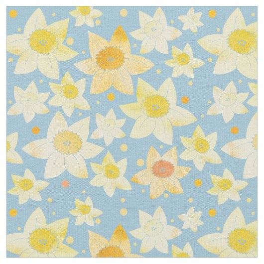 Tissu Aquarelle Jaune Daffodil & Motif de points (Fermer)