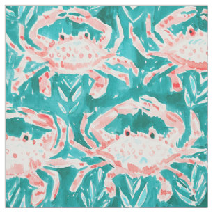 Tissu Aquarelle lunatique nautique ALLÉE de crabe de