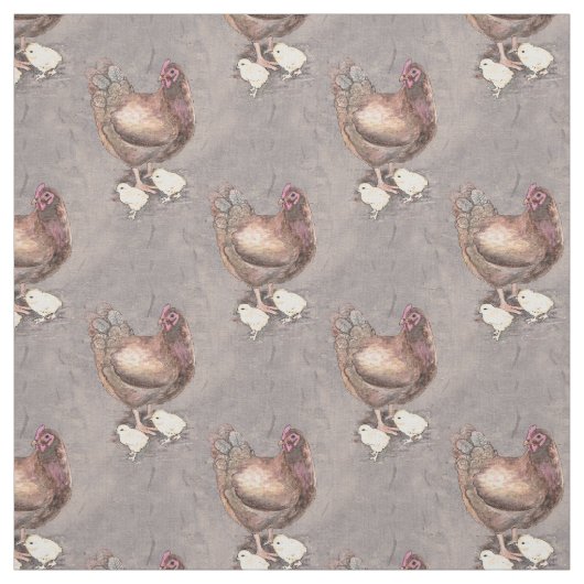 Tissu Aquarelle mère Hen et Chicks (Échantillon)