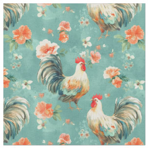 Tissu Aquarelle mignonne Poulets floraux