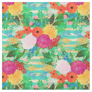 Tissu Aquarelle mignonne Rouge & Jaune Floral Biscay Ver