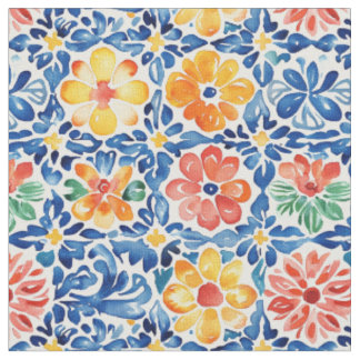 Tissu Aquarelle motif floral Papel Picado sans couleur