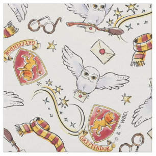 Tissu Aquarelle motif GRYFFINDOR™ Hedwig