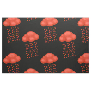 Tissu Aquarelle Nuage Pluie Amour Rouge Coeur Saint-Vale