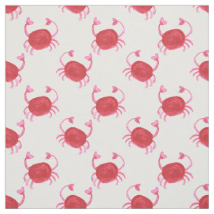 Tissu aquarelle originale crabe rouge mignon conception