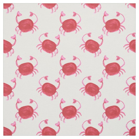 Tissu aquarelle originale crabe rouge mignon conception  (Échantillon)