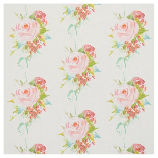 Tissu Aquarelle rose de roses (Échantillon)