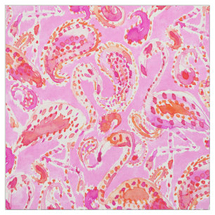 Tissu Aquarelle rose du FLAMANT ROSE CONVO Paisley
