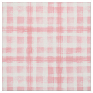 Tissu Aquarelle rose et blanc En vichy À damiers Motif