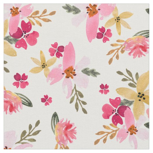 Tissu Aquarelle rose Floral (Fermer)