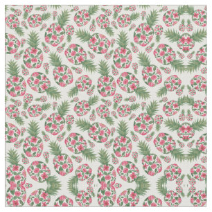 Tissu Aquarelle rose vert Motif d'ananas Floral