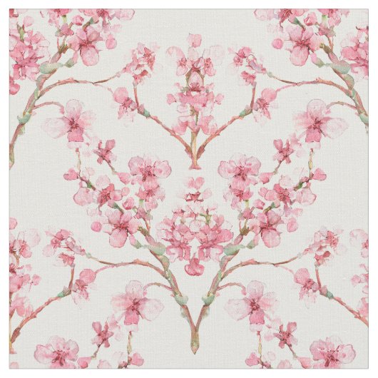 Tissu Aquarelle Sakura Cherry Blossom Damask (Fermer)