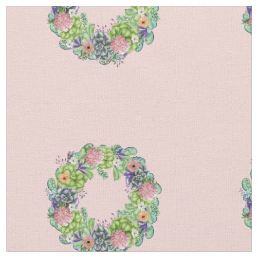 Tissu Aquarelle Succulente Courbe Florale (Fermer)