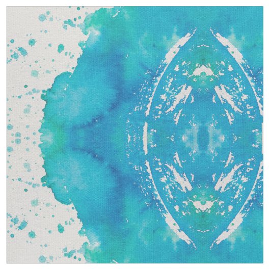Tissu Aquarelle turquoise Abstraite (Fermer)