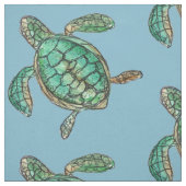 Tissu Aquarelle Turtle Dessin bleu (Échantillon)