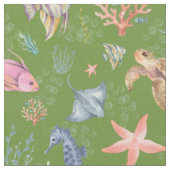 Tissu Aquarelle Vie Océanique Avocat Texturé (Fermer)