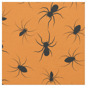 Tissu Araignées gothique Halloween noir orange