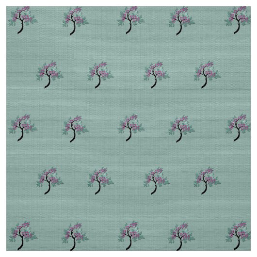 Tissu Arbre à fleurs gracieux vert + Plum 60" (Échantillon)