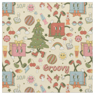 Tissu arbre de Noël disco rétro funky 1970