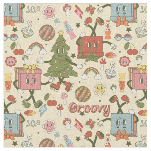 Tissu arbre de Noël disco rétro funky 1970 (Fermer)