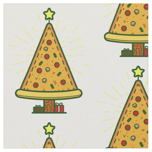 Tissu arbre de Noël moche pizza (Fermer)