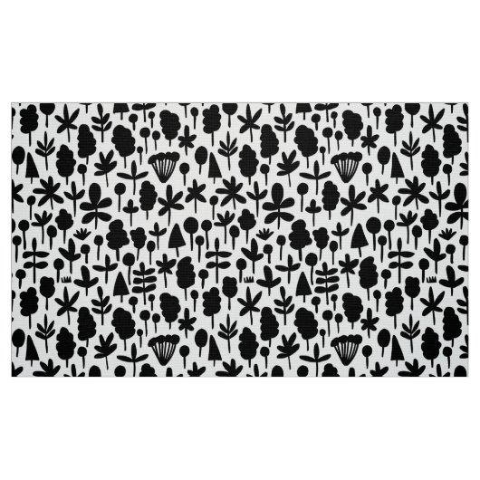 Tissu Arbre et feuille Motif 051017 - Noir (Fat Quarter)