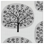 Tissu Arbre Fleur Stylisé - Gris Clair (Fermer)