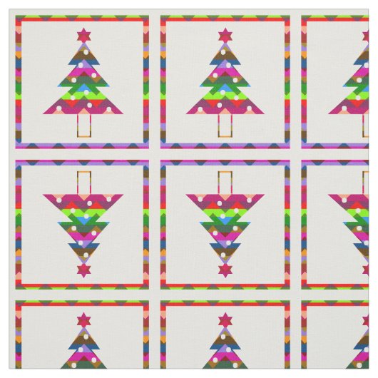 Tissu Arbres de Noël multicolores (Échantillon)