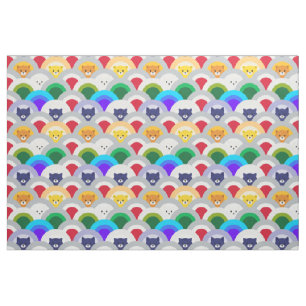 Tissu Arc en ciel de chat, vague japonaise