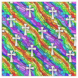 Tissu Arc-en-ciel en verre souillé avec des croix