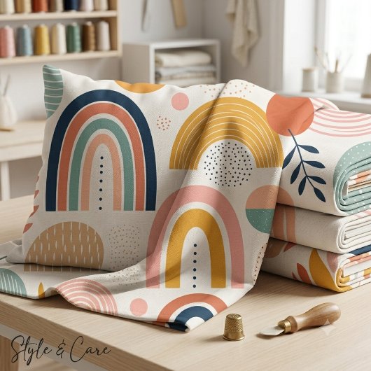Tissu Arc-en-ciel pastel abstrait de surface stylé