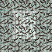 Tissu argent de loutres de mer (Carreau)