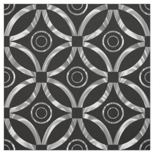 Tissu Argent métallique moderne et Motif géométrique noi