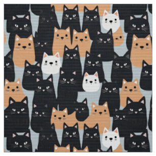 Tissu Armée de chat noir et orange d'Halloween