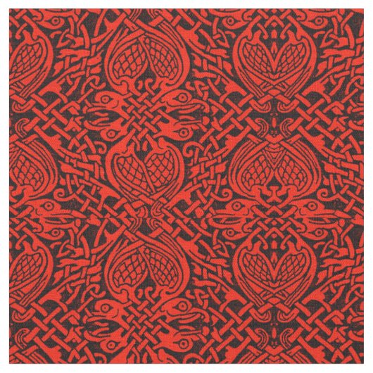 Tissu Armure celtique d'oiseau en rouge (Fermer)