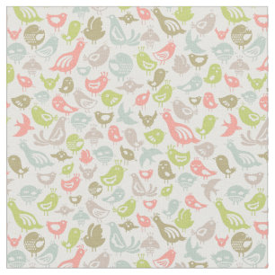 Tissu arrière - plan avec l'ornement coloré d'oiseaux