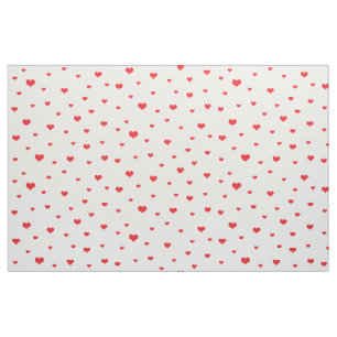 Tissu Arrière - plan blanc aux Coeurs rouges éparpillés