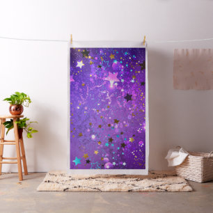 Tissu Arrière - plan de feuille violet avec étoiles