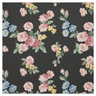 Tissu Arrière - plan floral et noir en pastel Girly
