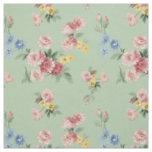 Tissu Arrière - plan floral et vert en pastel Girly