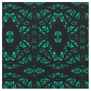 Tissu Art Abstrait Gouache Vert Noir Spectroscopique