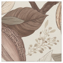Art botanique vintage de cabosses et feuilles de c