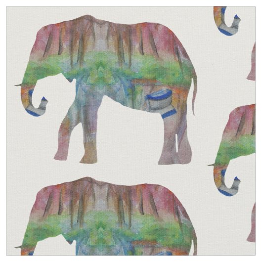 Tissu Art d'aquarelle d'éléphant (Fermer)