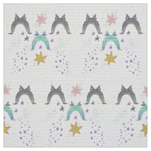 Tissu art de chat arc-en-ciel