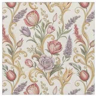Tissu Art de motif floral orné vintage français