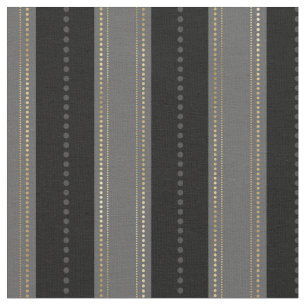 Tissu Art Déco élégant or noir gris rayures points