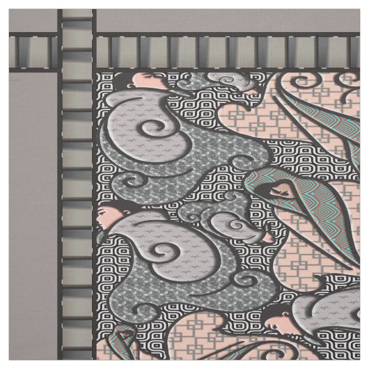 Tissu Art déco Finlandia - gris et rose (Échantillon)