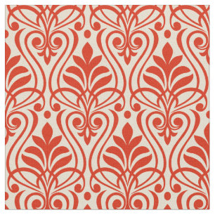 Tissu Art Déco Motif 01 - Dali's Red on Off-White