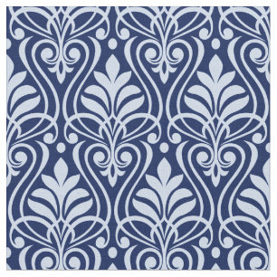 Tissu Art Déco Motif 01 - Lavande bleu sur bleu foncé
