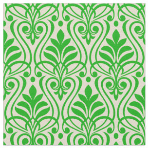Tissu Art Déco Motif 01 - Vert chaux foncé sur blanc cas
